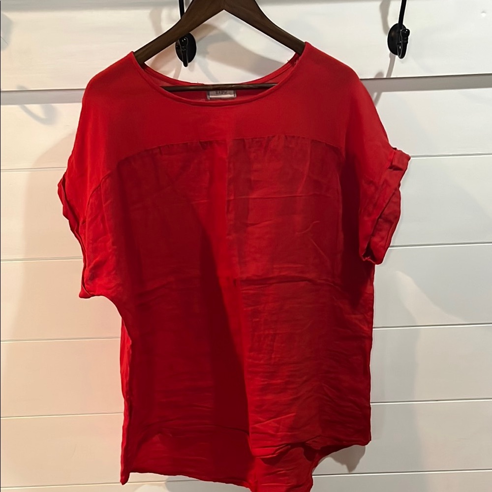 Red Made in Italy 100% linen/100% cotton Women's Top
